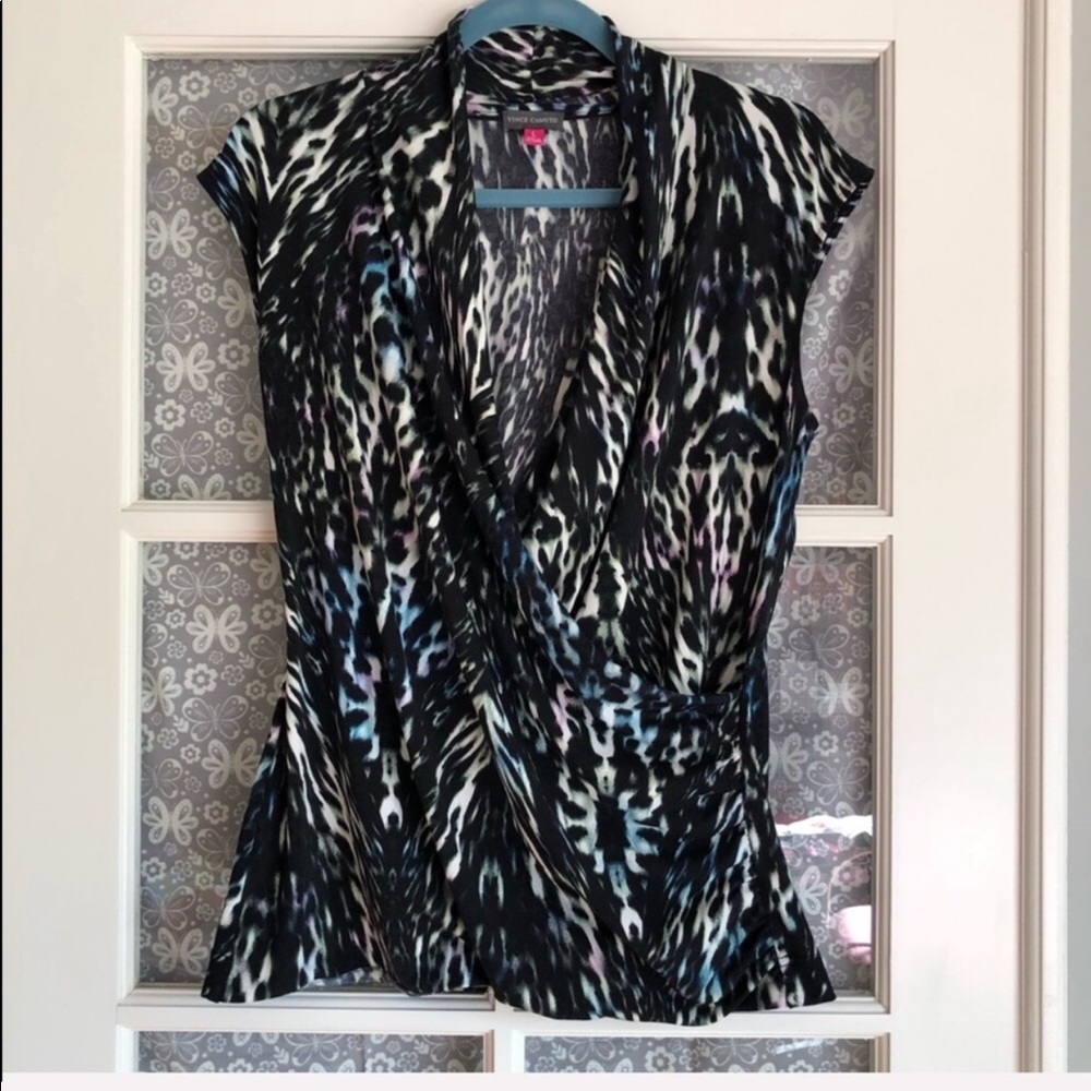 Vince Camuto Sleeveless Multi Colored Leopard Top